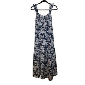 New Abercrombie & Fitch A&F Maxi Back Bow Tiered Navy floral Sun Dress Large